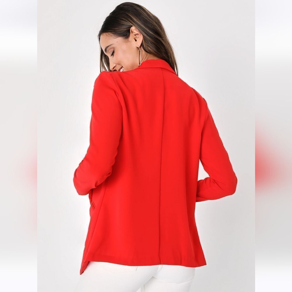 Lulu's Miss Punctuality Red Lightweight Blazer Size Medium - Picture 10 of 11